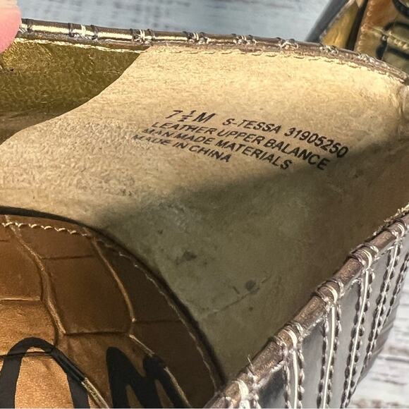 Sam Edelman 7.5 Tessa Laser Etched Heel Bronze High Heels 4" - Picture 10 of 10